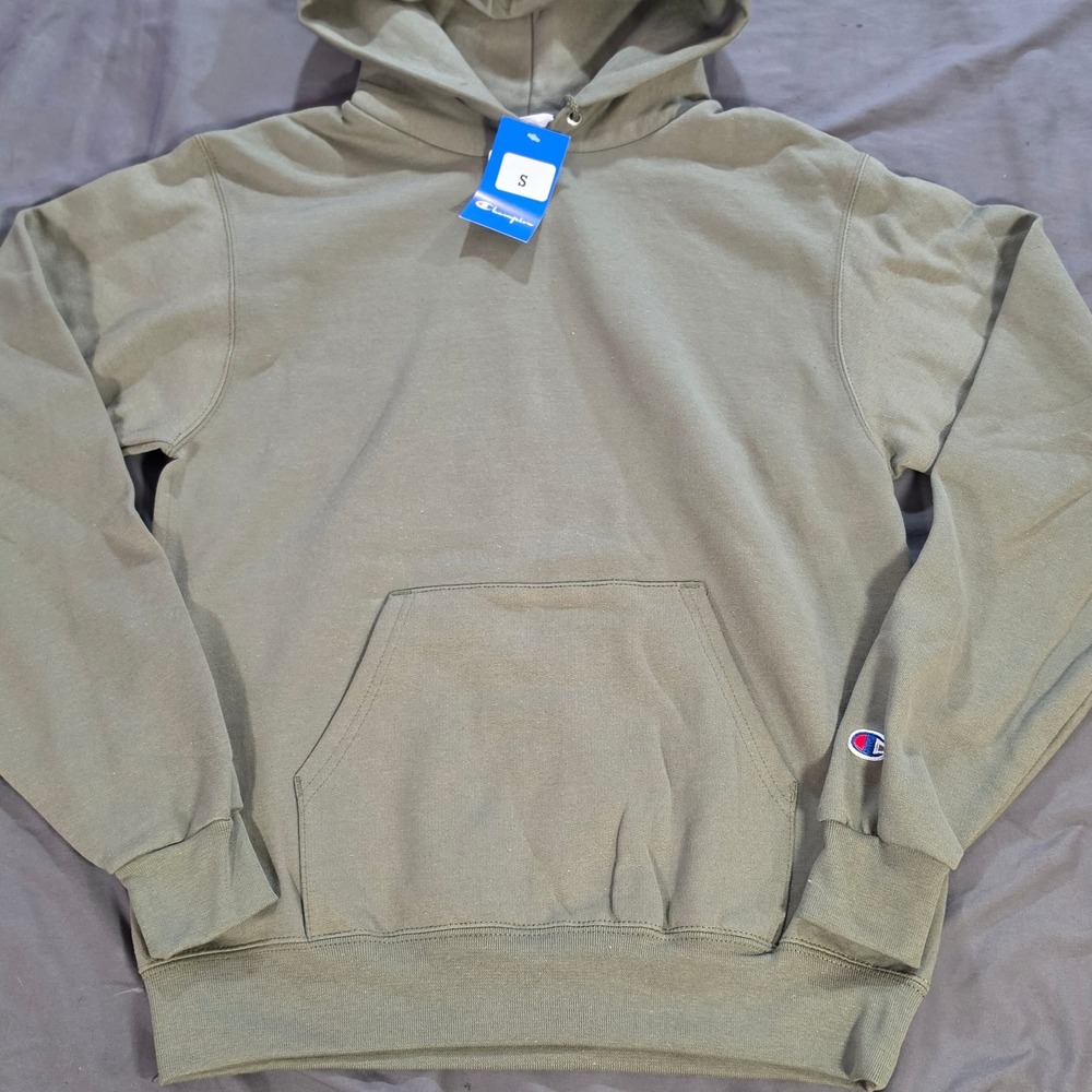 Champion Mens Pullover Hoodie Olive Green Fleece Sweatshirt Oversized Small NWT